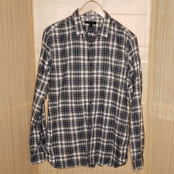 Banana Republic Mens Tailored Slim Fit Green Plaid  Button Down XL - Picture 1 of 6